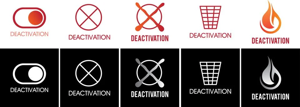 Vector set of logos, sign of deactivation Stock Illustration