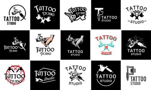 Vector set of logos for tattoo salon and Studio Stock Illustration