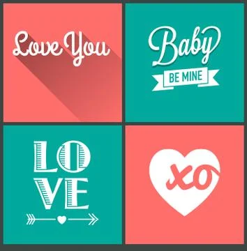 Vector set of love quotes Stock Illustration