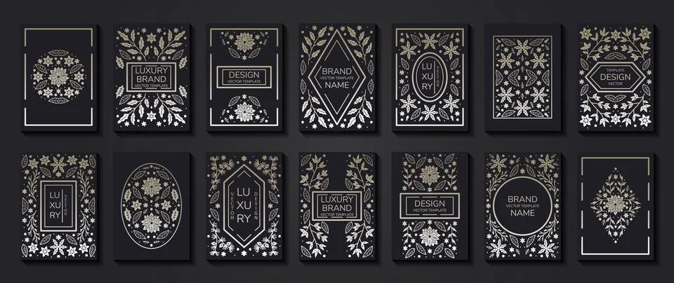 Vector set of luxury floral patterns, invitation cards, banners. Merry Christmas Stock Illustration