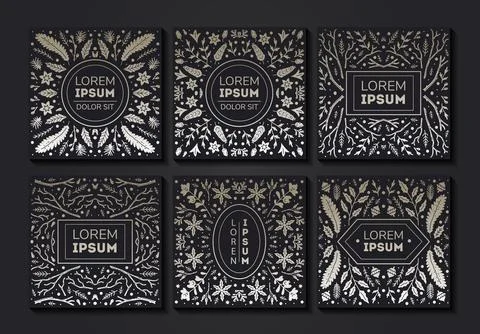Vector set of luxury floral patterns, invitation cards, banners. Merry Christmas Stock Illustration
