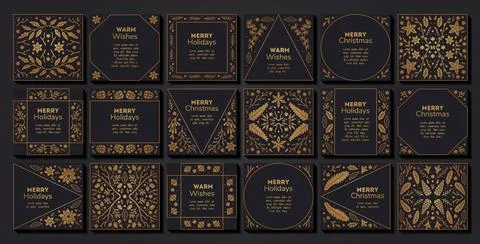 Vector set of luxury floral patterns, invitation cards, banners. Merry Christmas Stock Illustration