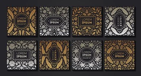 Vector set of luxury floral patterns, invitation cards, banners. Merry Christmas Stock Illustration
