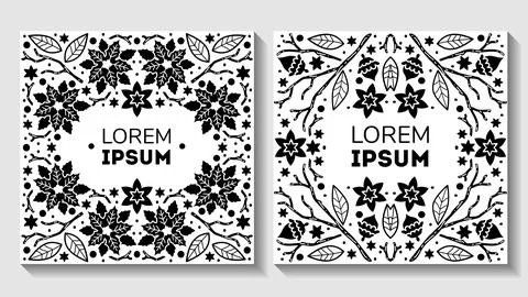 Vector set of luxury floral patterns, invitation cards, banners. Merry Christmas Stock Illustration