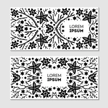 Vector set of luxury floral patterns, invitation cards, banners. Merry Christmas Stock Illustration