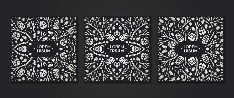 Vector set of luxury floral patterns, invitation cards, banners. Merry Christmas Stock Illustration