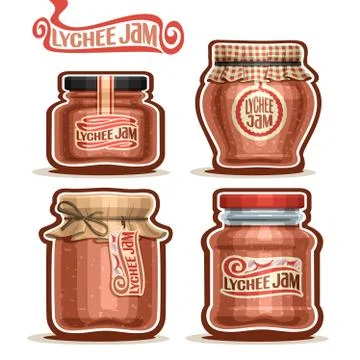 Vector set of Lychee Jam Stock-Illustration