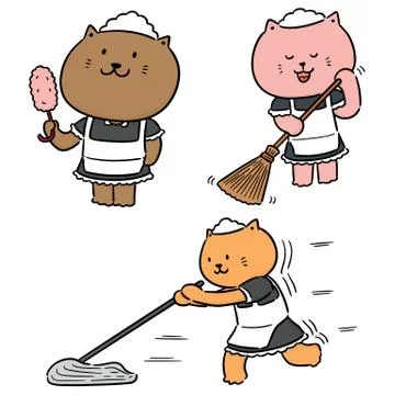 Vector set of maid cat Stock Illustration
