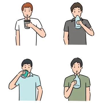 Vector set of man drinking Stock Illustration