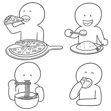 Vector set of man eating Stock Illustration
