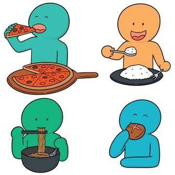 Vector set of man eating Stock Illustration