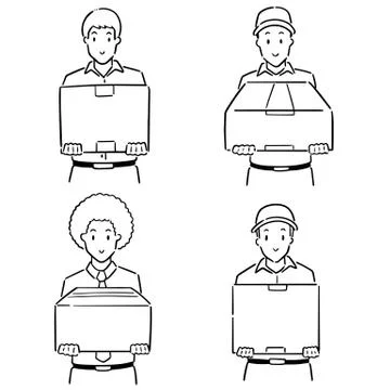 Vector set of man lifting box Stock Illustration
