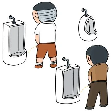 Vector set of man peeing Stock Illustration