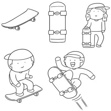 Vector set of man play skateboard Stock Illustration