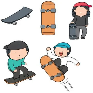 Vector set of man play skateboard Stock Illustration