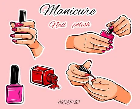 Vector set of manicure. Bottles of nail polish. Stock Illustration
