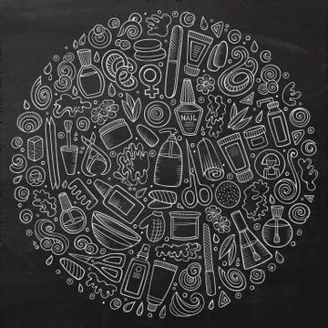 Vector set of Manicure cartoon doodle objects 스톡 일러스트