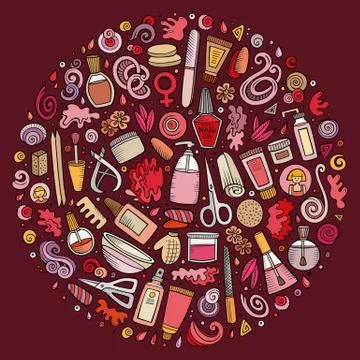 Vector set of Manicure cartoon doodle objects Illustrazione stock