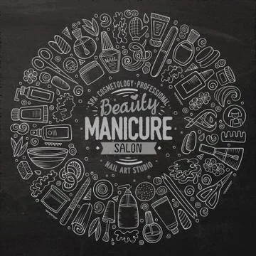 Vector set of Manicure cartoon doodle objects 스톡 일러스트