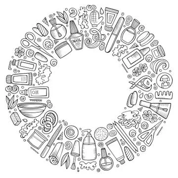 Vector set of Manicure cartoon doodle objects Illustrazione stock