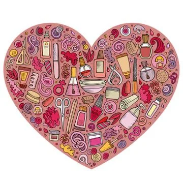 Vector set of Manicure cartoon doodle objects Illustrazione stock