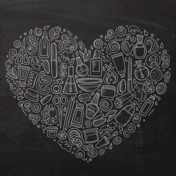 Vector set of Manicure cartoon doodle objects 스톡 일러스트
