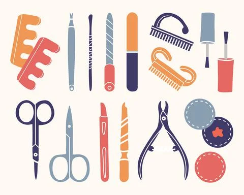 Vector set of manicure tools. Stock Illustration