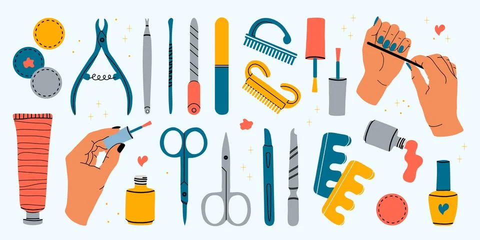 Vector set of manicure tools. Stock Illustration