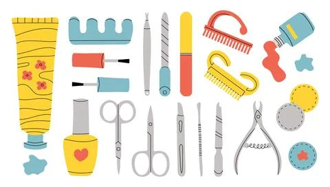 Vector set of manicure tools. Stock Illustration