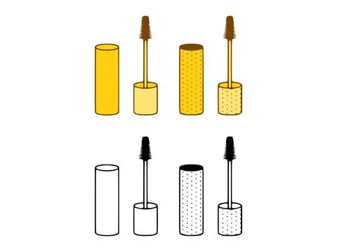 Vector set of mascara in doodle style on white background Vector set of m... Stockfoto's