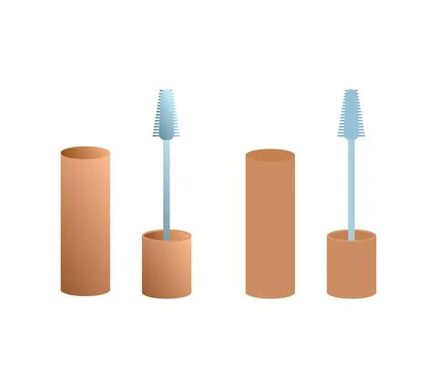 Vector set of mascara in gradient and flat styles. Stock Illustration