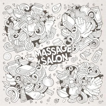 Vector set of Massage and Spa doodle designs Illustrazione stock
