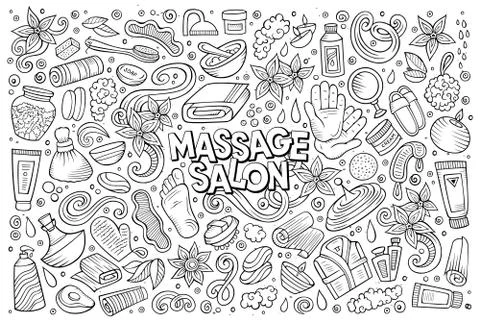 Vector set of Massage and Spa objects Stock Illustration