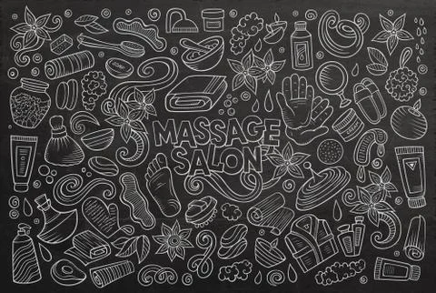 Vector set of Massage and Spa objects Stock Illustration