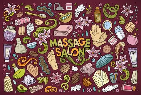 Vector set of Massage and Spa objects Stock Illustration