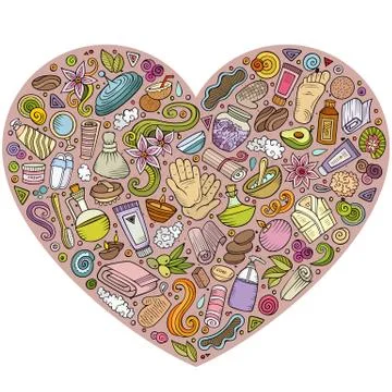 Vector set of Massage salon doodle objects Illustrazione stock