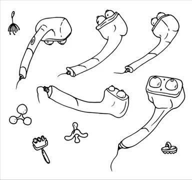 Vector set of massage tools drawn by hand in doodle styles. EPS 10 Isolated Stock Illustration