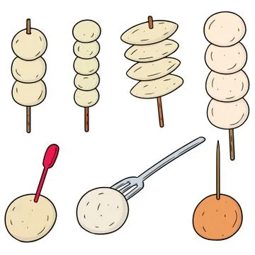 Vector set of meatball, fish ball, pork ball and shrimp ball Stock Illustration