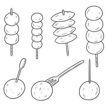 Vector set of meatball, fish ball, pork ball and shrimp ball Stock Illustration
