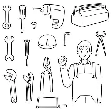 Vector set of mechanic and repairing tool Stock Illustration