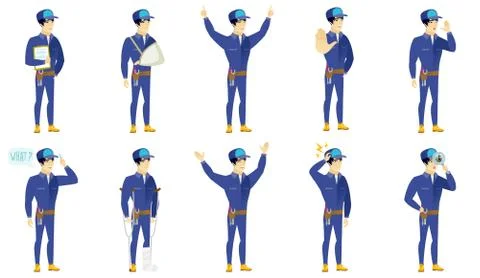 Vector set of mechanic characters Stock Illustration