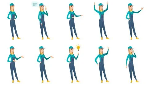 Vector set of mechanic characters. Illustrazione stock