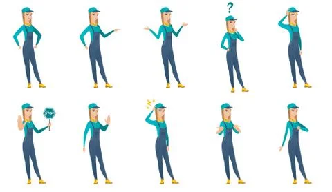 Vector set of mechanic characters. Illustrazione stock