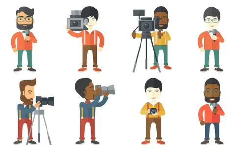 Vector set of media people characters Illustrazione stock