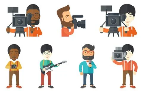 Vector set of media people characters Illustrazione stock