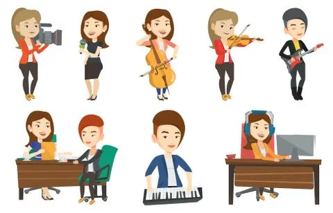 Vector set of media people characters Illustrazione stock