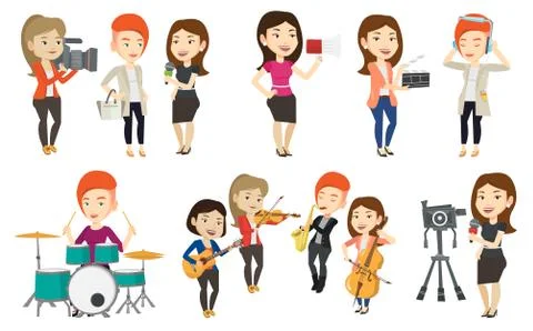 Vector set of media people characters Illustrazione stock