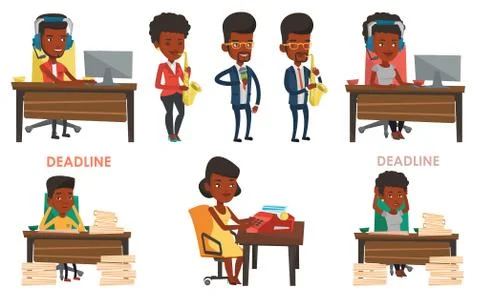 Vector set of media people characters イラスト素材