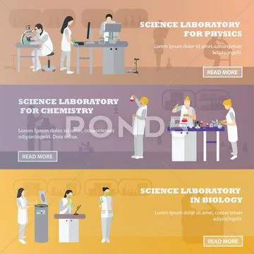 Vector set of medical laboratory banners. Illustration in flat style ...