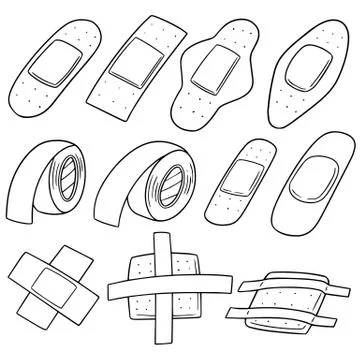 Vector set of medical plaster Illustrazione stock